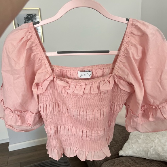 Petal & Pup Tops Petal And Pup Boutique Pink Cute Fun Puff Sleeve